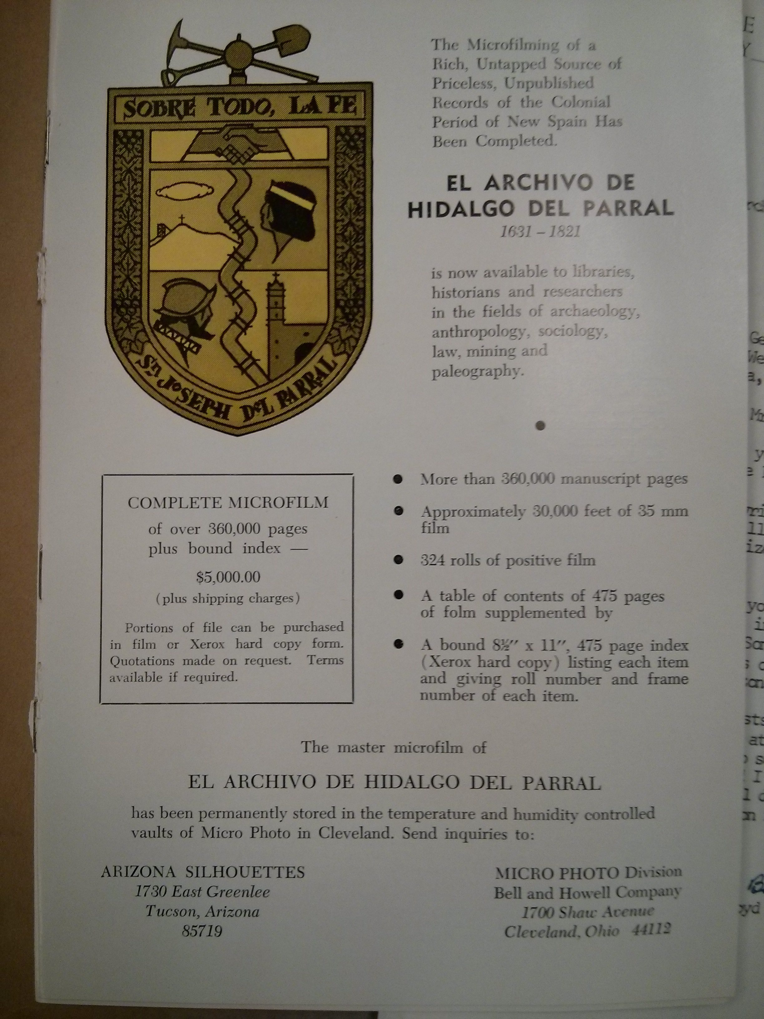 Archivo de Hidalgo brochure
