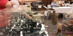 Cameras in display case
