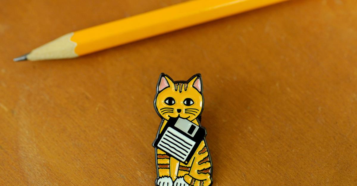 Cat & Floppy Disk Pin | Shop